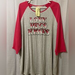 Simply Southern Pink and Gray Raglan Tee 3X